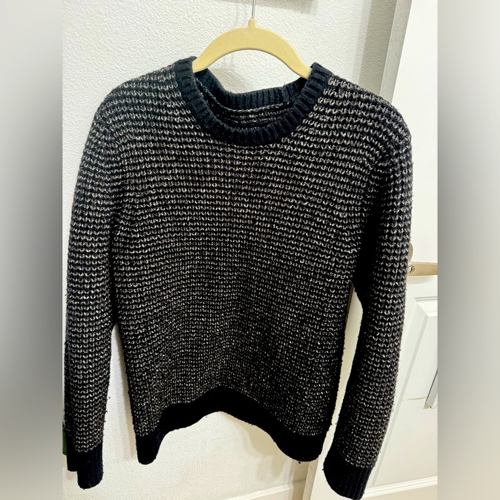 AllSaints Chunky Knit Wool Blend Sweater – Black & Gray – Size Large